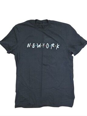 New York Black Graphic Print Short Sleeve T-Shirt Mens Size Large